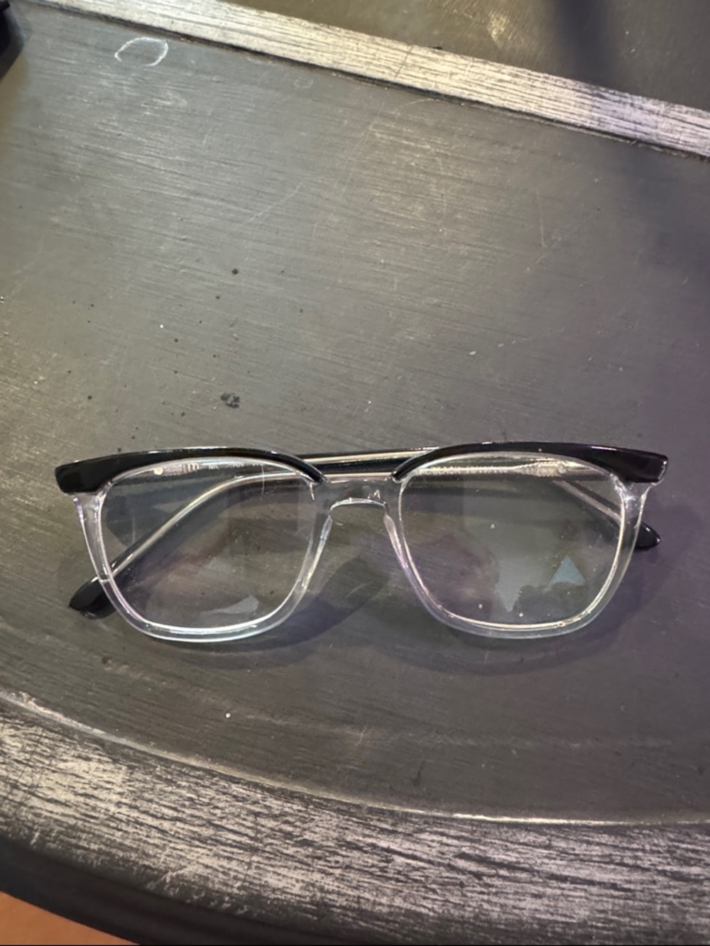 Clear Frame Glasses with Black Browline